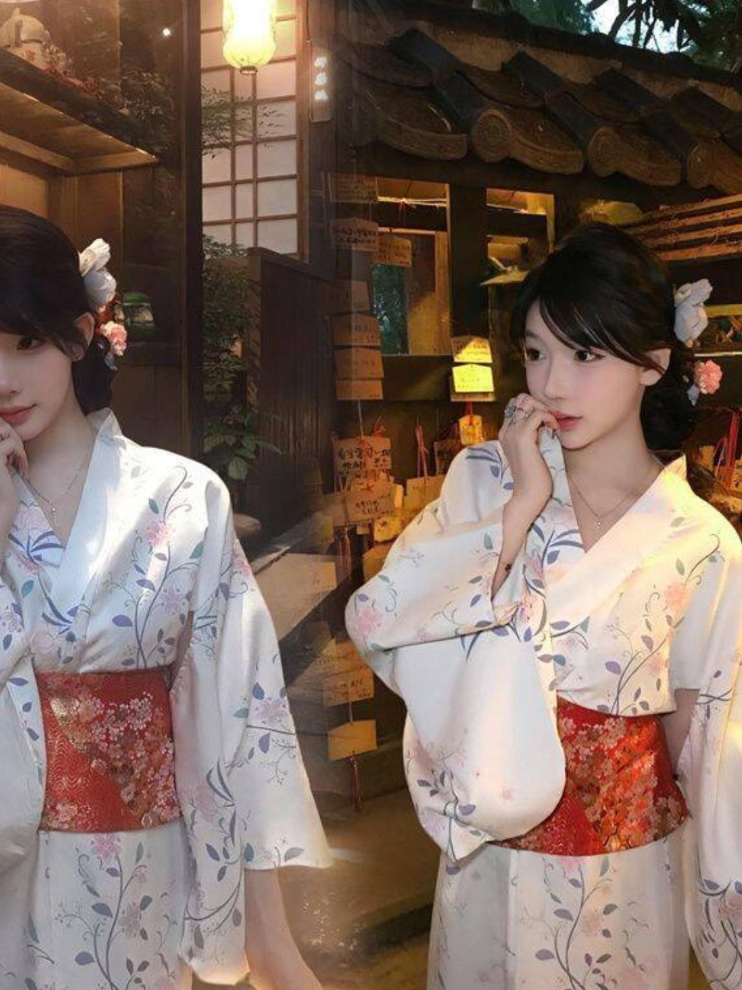 Photography Year - 伝統的な日本の着物風バスローブ改良デザイン写真撮影用コスチューム女性用18〜25歳ポリエステル素材