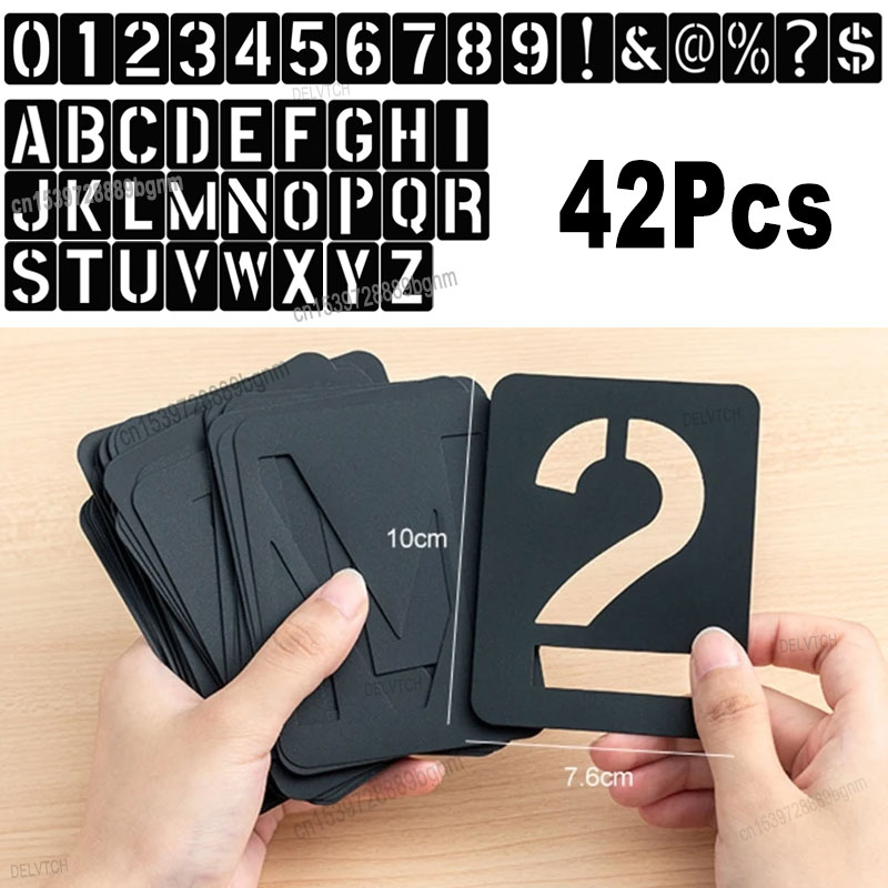 Photography Font - 42 個セット再利用可能なプラスチック中空アルファベット文字番号ステンシルパターン DIY アート落書き描画絵画クラフトテンプレート型