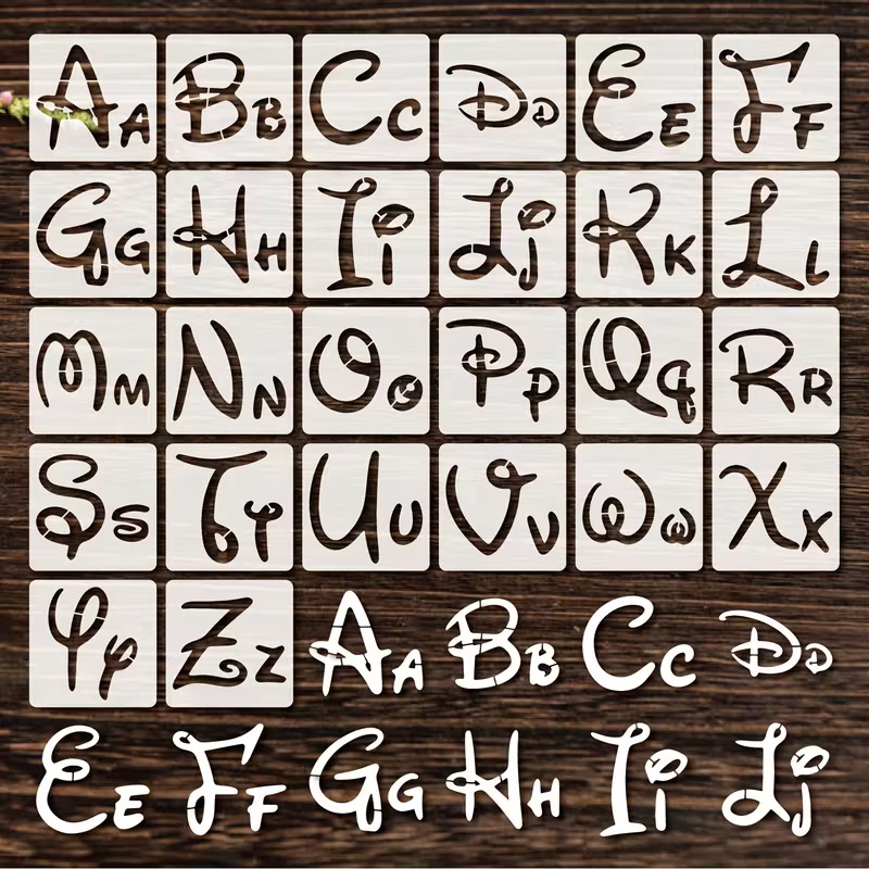 Photography Font - 26個 2.95x2.95インチ アルファベットステンシルセット DIYペイント用、再利用可能なPETレターテンプレート スクラップブッキング、ジャーナル、カード作成用