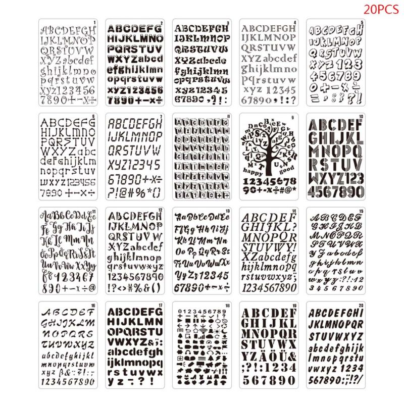 Photography Font - DIY、描画テンプレート、絵画、スクラップブッキング、紙カード、クラフト、20ピース/セットのアルファベット文字と数字を持つ鉛筆