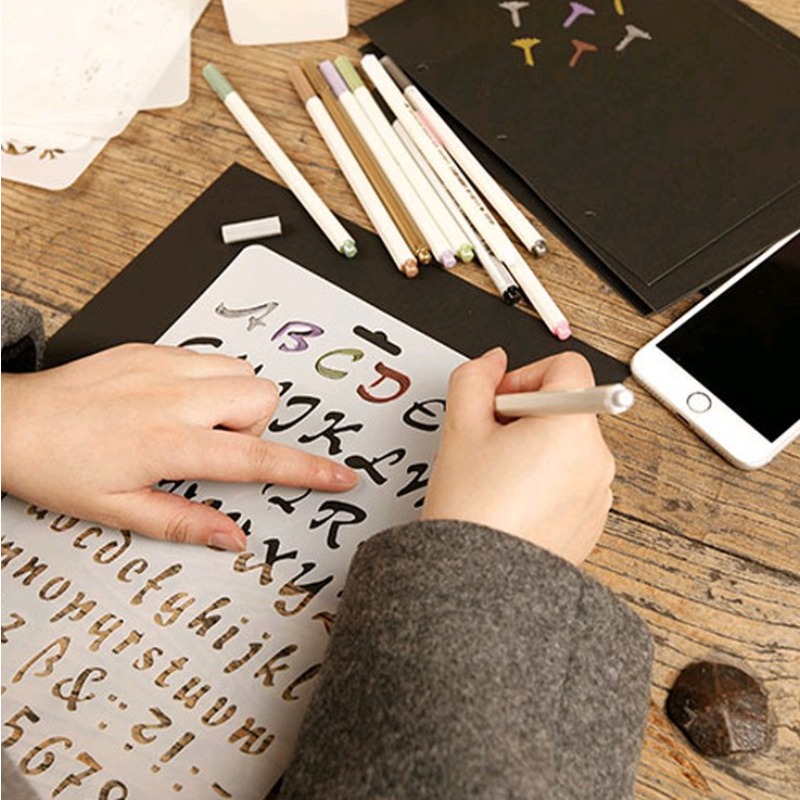 Photography Font - 1pc A4 アルファベット文字階層化ステンシル絵画スクラップブック着色エンボスアルバム装飾テンプレート