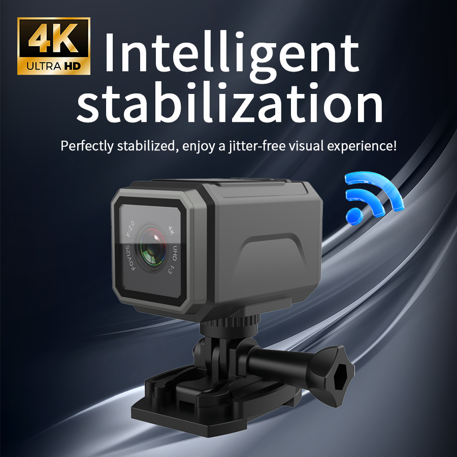Photography Date - 4K EIS アクションカメラ 125 ° 広角WiFi防水手ぶれ補正音声通話、マウント付き、長持ち、バイクやダイビングに最適