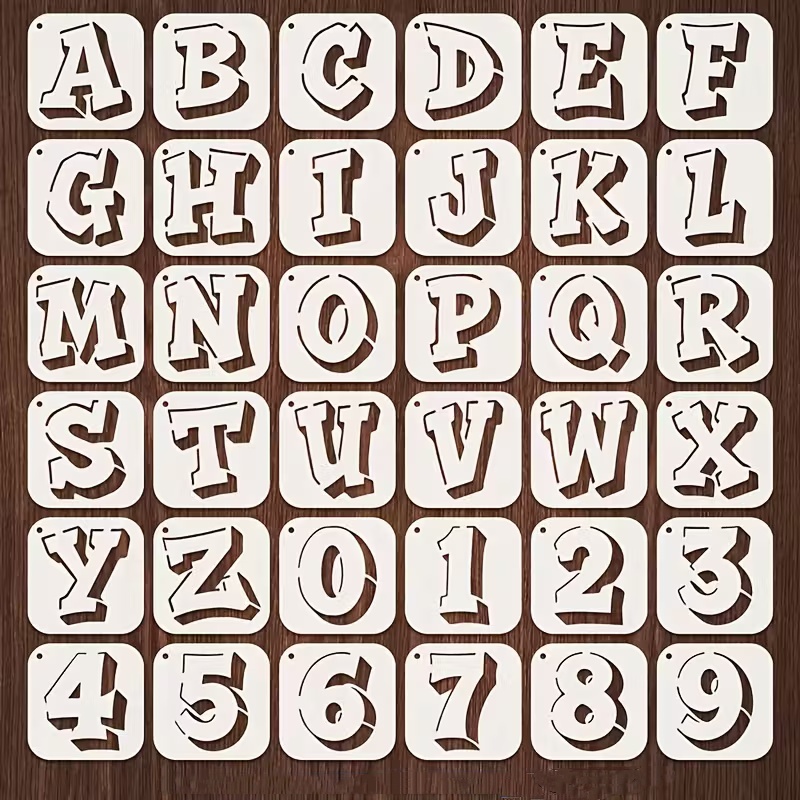Photography Font - 36個入り 2.95インチ 文字と数字のステンシルセット DIYペイント用、再利用可能なPETアルファベットテンプレート スクラップブッキング、カード作成用
