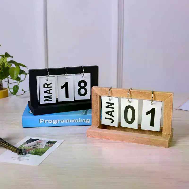 永久カレンダー木製フリップ月日表示デスクトップスケジュールデ - Photography Date のレビューと価格