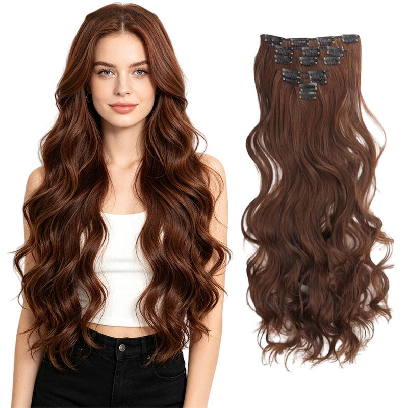 20インチのロングウェーブヘアエクステンション、天然合成ヘア - Photography Date のレビューと価格
