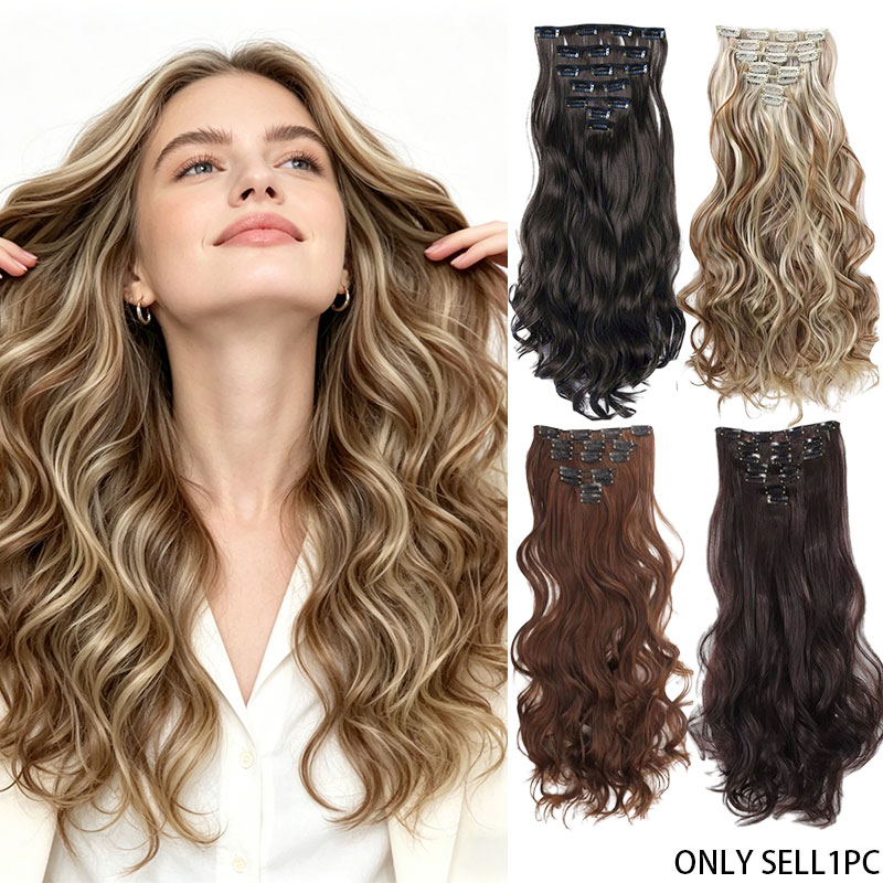 20インチのロングウェーブヘアエクステンション、天然合成ヘア - Photography Date のレビューと価格