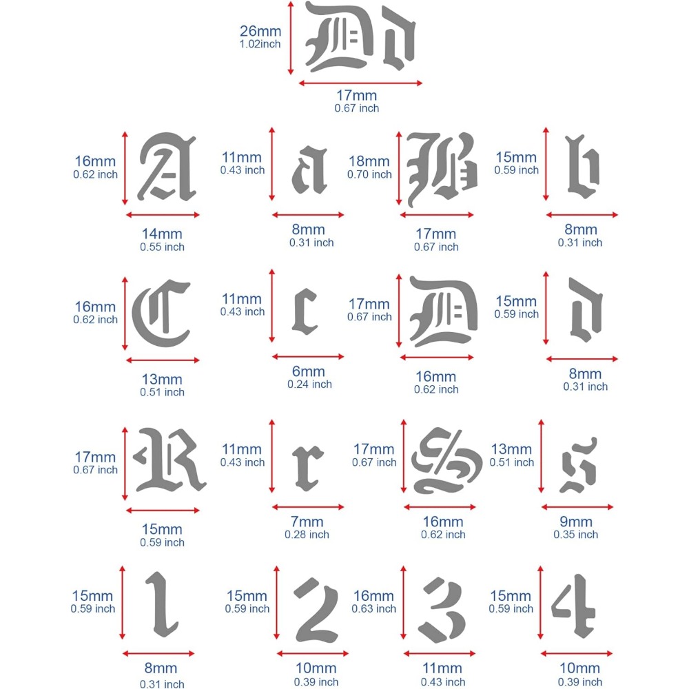 ゴシックマットメタルレター鉛筆、アルファベット番号、塗装用ス - Photography Font のレビューと価格