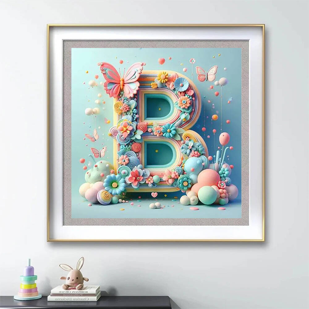 HUACAN-ダイヤモンド絵画,蝶,アルファベット,蝶,花, - Photography Font のレビューと価格