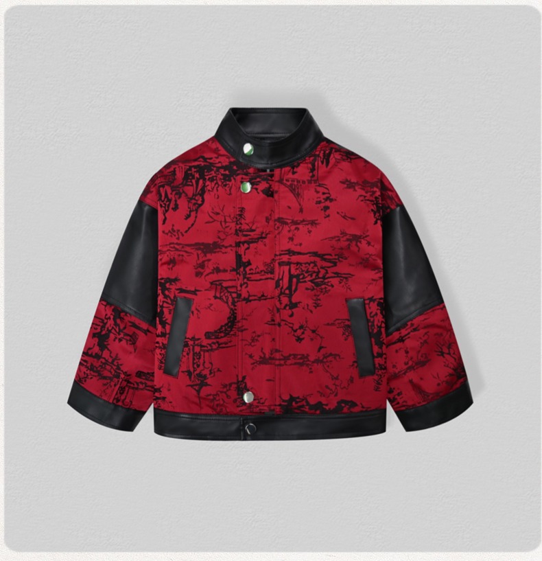紳士風キッズ刺繍入りバイク用PUレザージャケット 男の子用  - Photography Year のレビューと価格