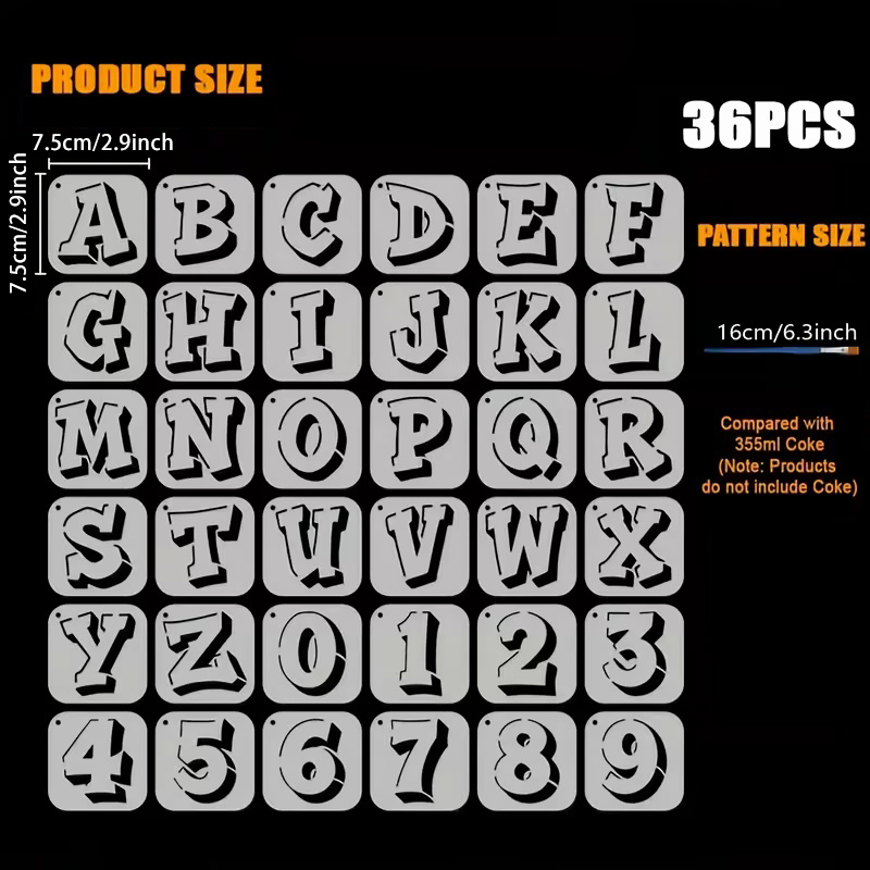 36個入り 2.95インチ 文字と数字のステンシルセット D - Photography Font のレビューと価格