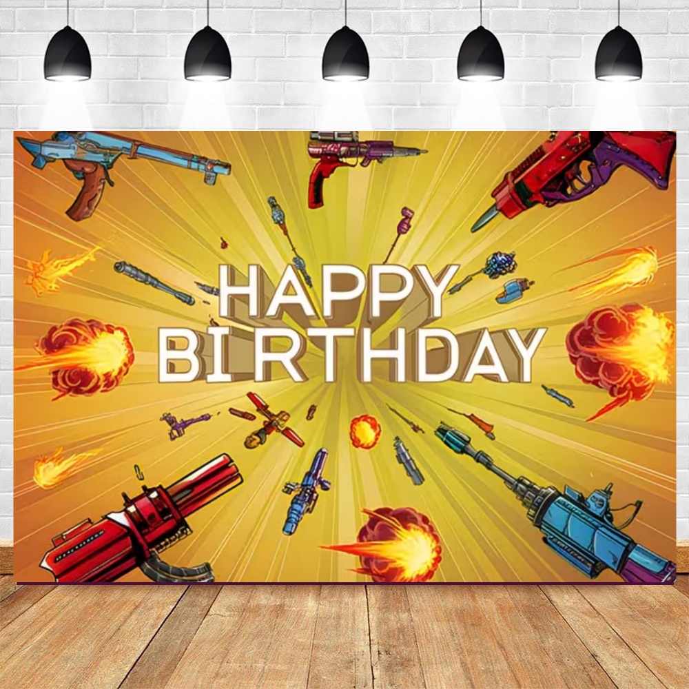 ナーフガンのテーマ誕生日パーティーデコレーション背景幕ダーツ - Photography Competition のレビューと価格