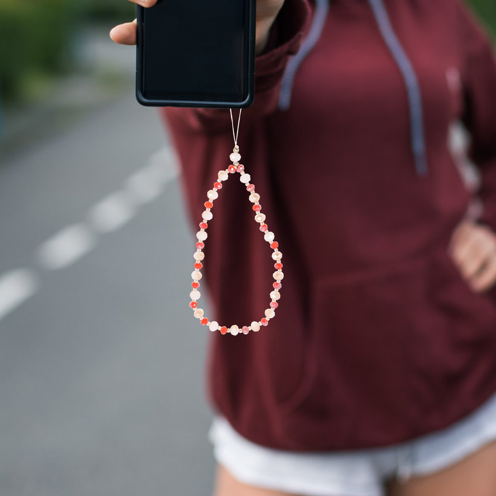 装飾用携帯電話チェーン クリスタルビーズ 多機能携帯ストラッ - Camera Wrist Strap のレビューと価格